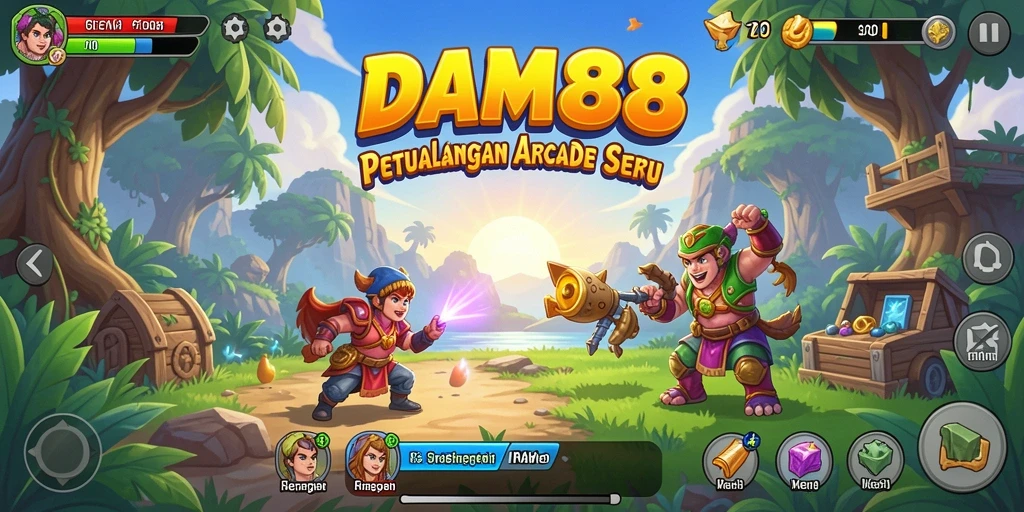 Tampilan gameplay seru dari DAM88 dengan rintangan menantang dan karakter unik.