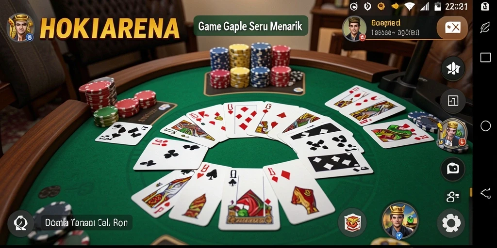 Tampilan gameplay HOKIARENA yang menarik dan seru saat bermain Gaple.