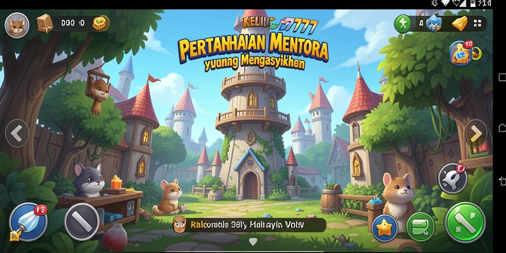 Screenshot gameplay KELINCI777 menampilkan pertahanan menara yang intens.