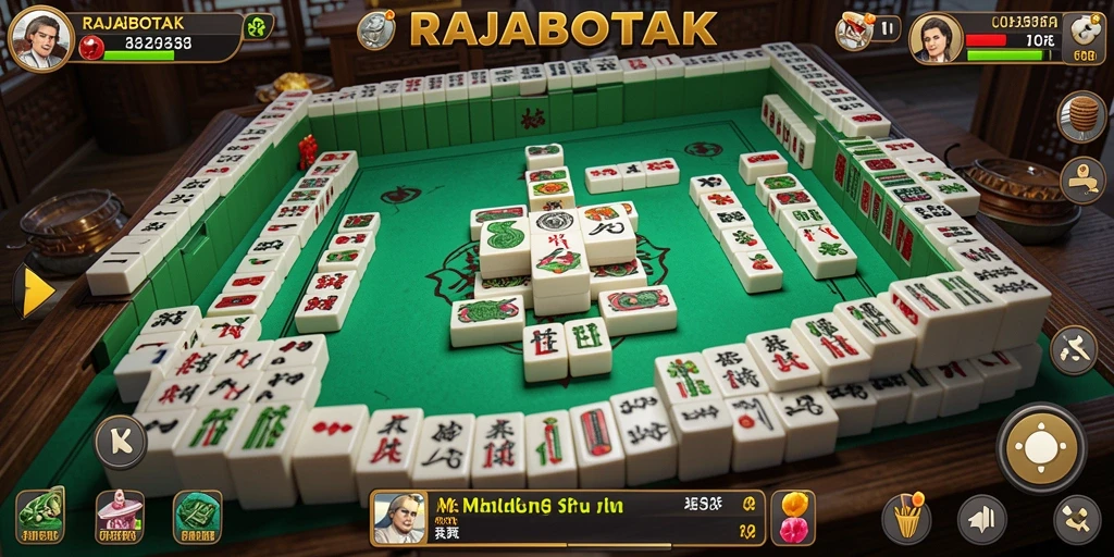Tampak gameplay RAJABOTAK dengan tantangan Mahjong yang menarik.