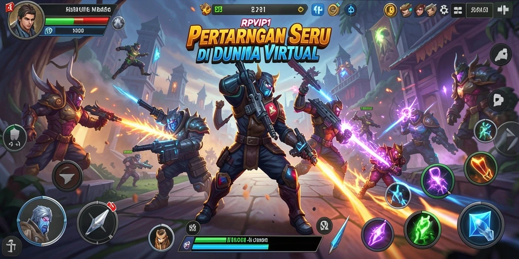 Tampilan gameplay RPVIP1 dengan pertarungan yang intens dan karakter unik.
