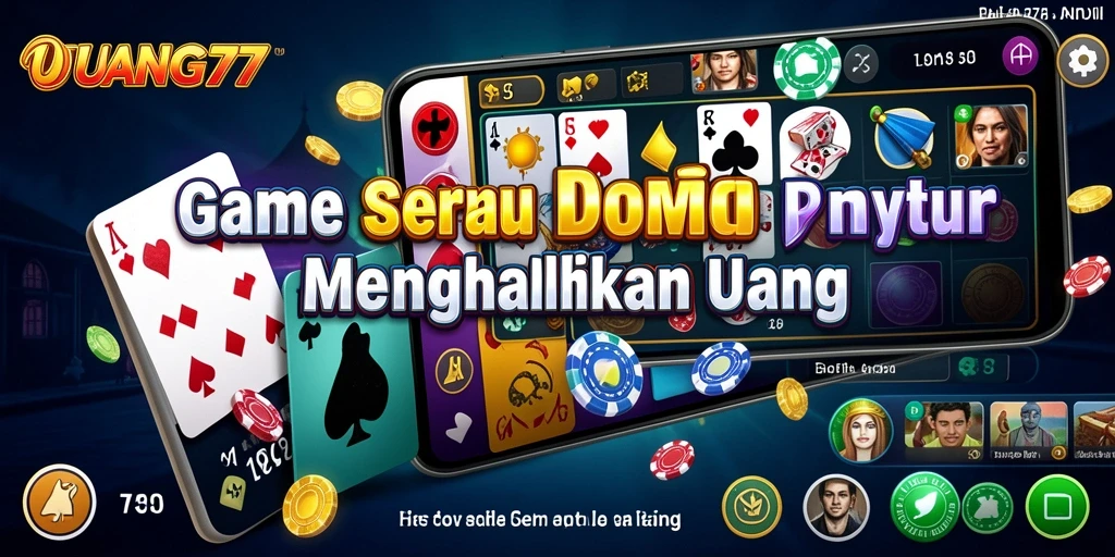 Screenshot utama UANG77 menunjukkan gameplay domino yang seru dan kompetitif.